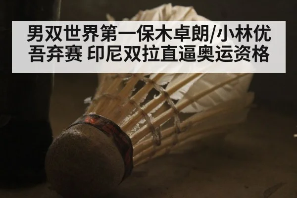 男双世界第一保木卓朗/小林优吾弃赛 印尼双拉直逼奥运资格